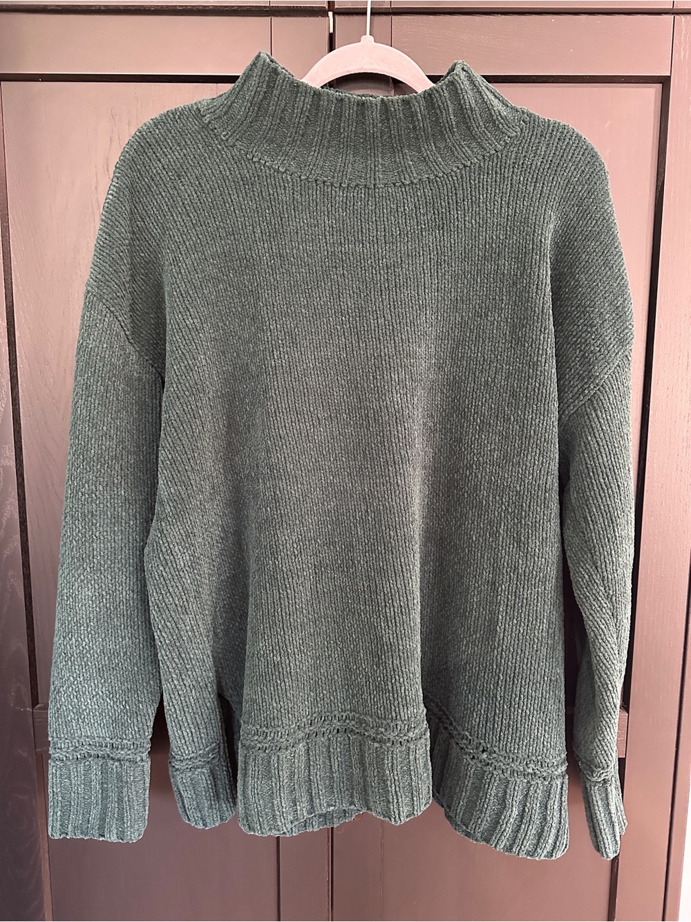 Classic Dark Green Mock Neck Women’s Sweater